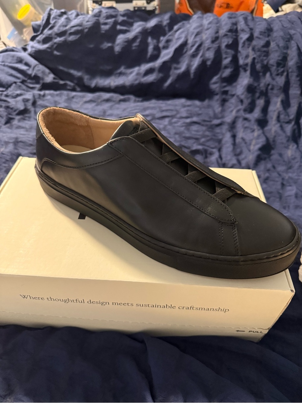 KOIO Black Leather Slip-On Sneaker